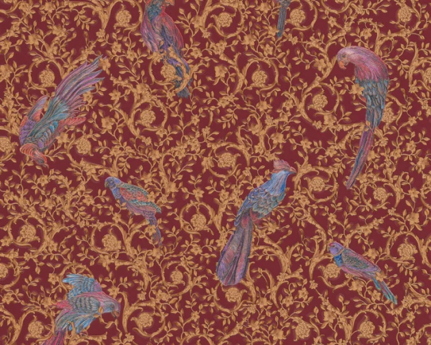 Versace 37053-4 IV Barocco Birds - tapeta w papugi i ornament