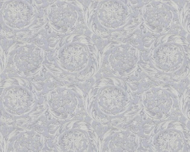 Versace 36692-4 IV Barocco Metallics Pewter Blue - tapeta w barokowy ornament roślinny metaliczna