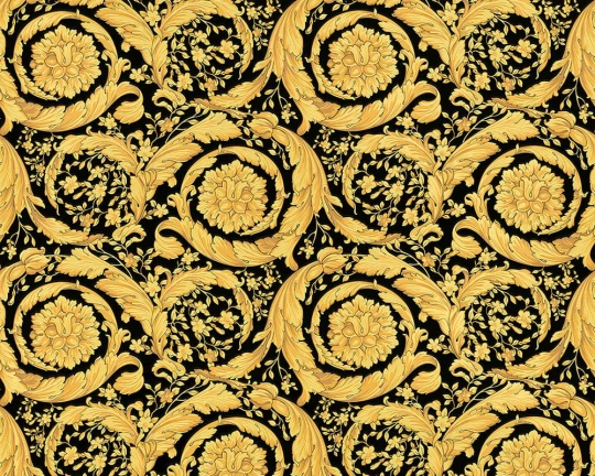 Versace 93583-4 IV Barocco Scroll Flowers Black and Gold - tapeta w barokowy ornament roślinny