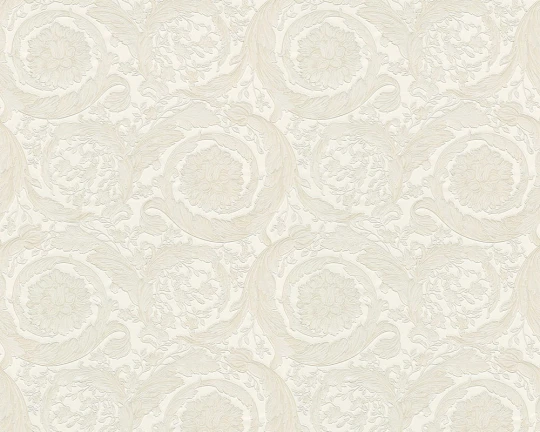 Versace 93583-2 IV Barocco Pearl White - tapeta w barokowy ornament roślinny