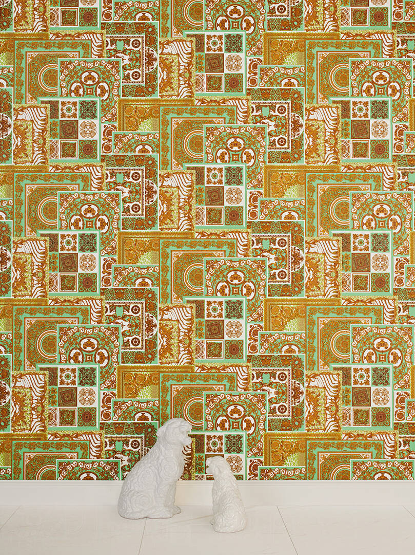 Versace 37048-2 IV Decoupage Spearmint Green and Gold - tapeta w ornamentalny patchwork