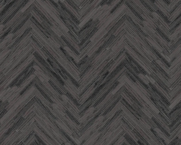 Versace 37051-4 IV Eterno Tile Black - tapeta w jodełkę imitującą drewno