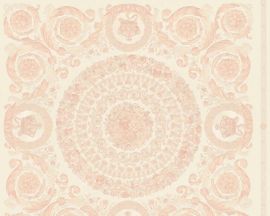 Versace 37055-6 IV Heritage Coral with Rose Gold - tapeta w kasetony z rozetami