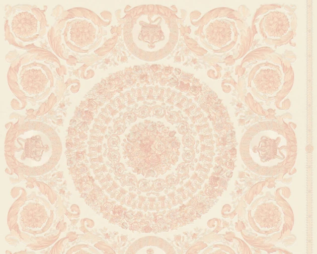 Versace 37055-6 IV Heritage Coral with Rose Gold - tapeta w kasetony z rozetami
