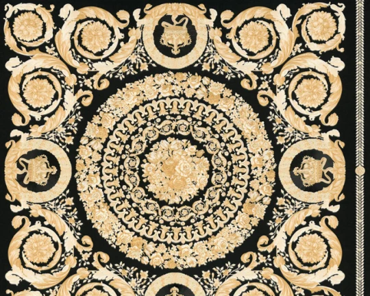 Versace 37055-3 IV Heritage Black with Gold - tapeta w kasetony z rozetami