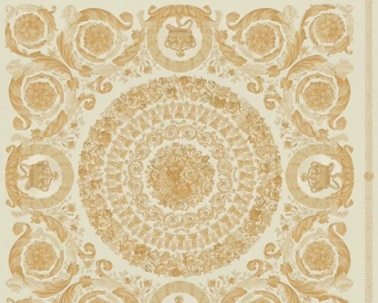 Versace 37055-2 IV Heritage Cream Gold - tapeta w kasetony z rozetami