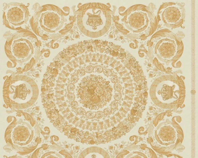 Versace 37055-2 IV Heritage Cream Gold - tapeta w kasetony z rozetami