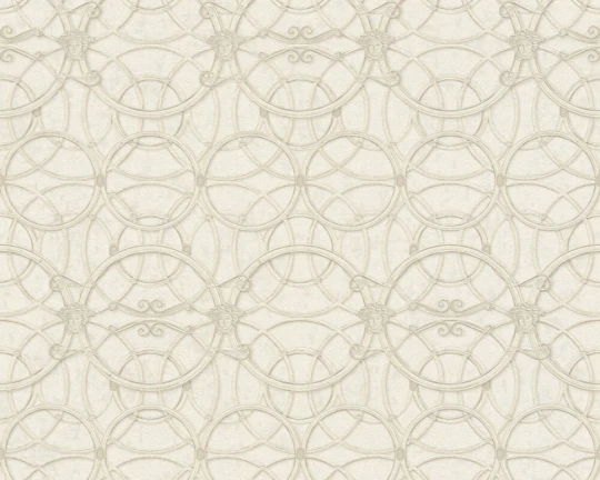 Versace 37049-3 IV La Scala Del Palazzo Silver and Cream - tapeta w kratownicę z pierścieni