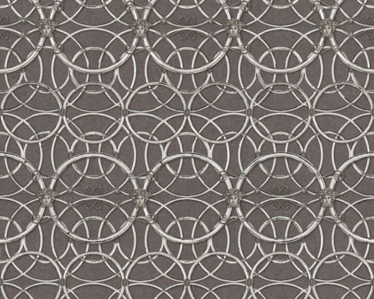 Versace 37049-5 IV La Scala Del Palazzo Charcoal and Silver - tapeta w kratownicę z pierścieni