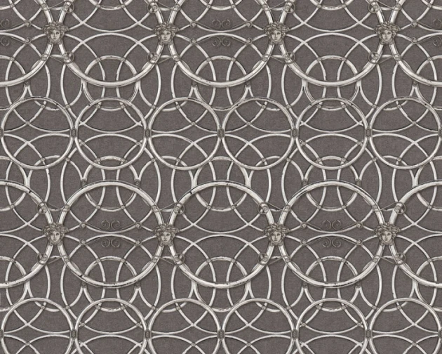 Versace 37049-5 IV La Scala Del Palazzo Charcoal and Silver - tapeta w kratownicę z pierścieni