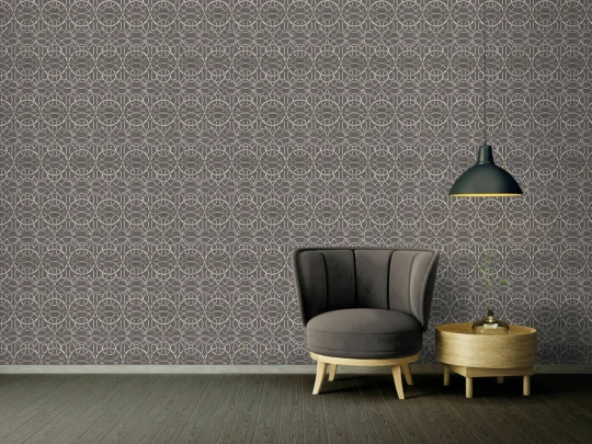 Versace 37049-5 IV La Scala Del Palazzo Charcoal and Silver - tapeta w kratownicę z pierścieni