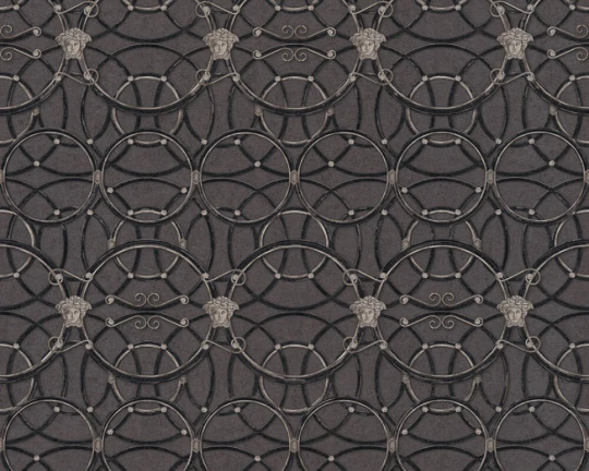 Versace 37049-4 IV La Scala Del Palazzo Charcoal with Black and Pewter - tapeta w kratownicę z pierścieni
