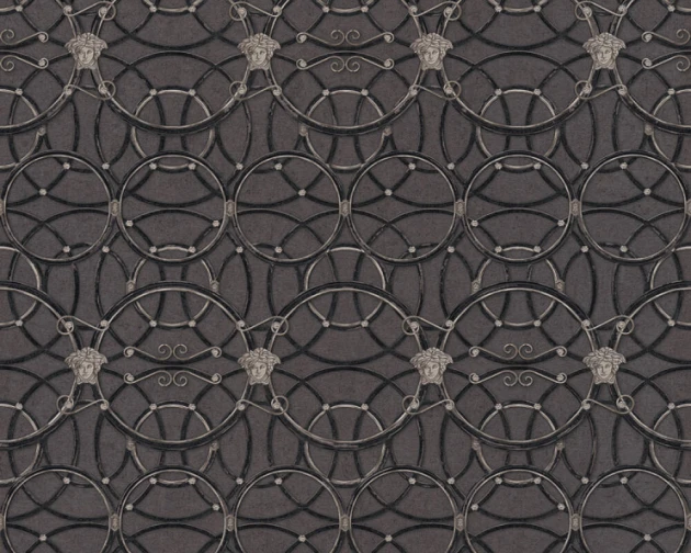 Versace 37049-4 IV La Scala Del Palazzo Charcoal with Black and Pewter - tapeta w kratownicę z pierścieni