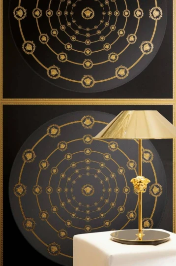 Versace 79175-5 VI I Love Baroque Black/Gold - tapeta w kasetony i medaliony