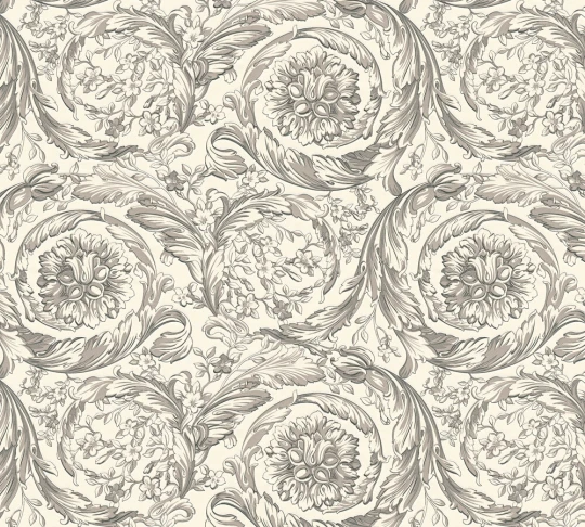 Versace 79135-3 VI Barocco White/Grey - tapeta w barokowy ornament roślinny