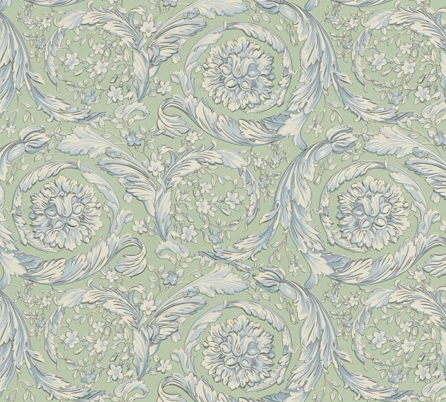 Versace 79135-1 VI Barocco Green/Blue - tapeta w barokowy ornament roślinny