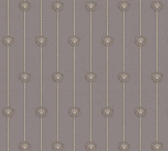 Versace 79173-4 VI Baroque Stripe Gilver/Grey - tapeta w pasy z Meduzami