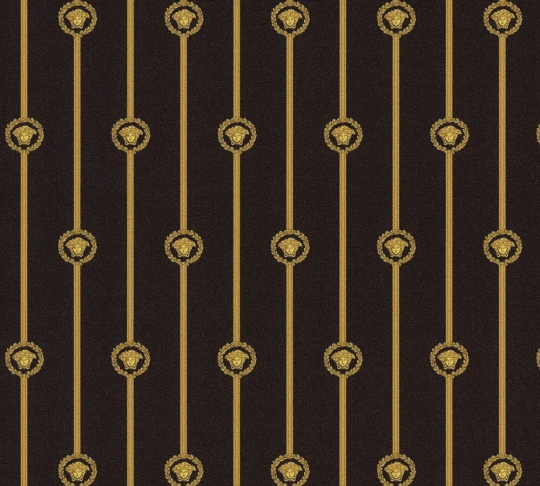 Versace 79173-2 VI Baroque Stripe Gold/Black - tapeta w pasy z Meduzami