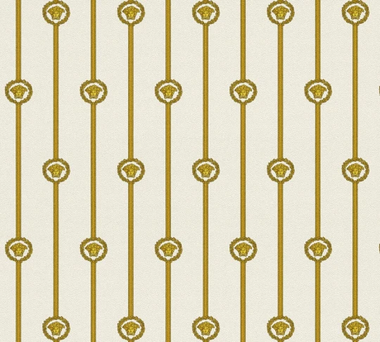Versace 79173-1 VI Baroque Stripe Gold/White - tapeta w pasy z Meduzami