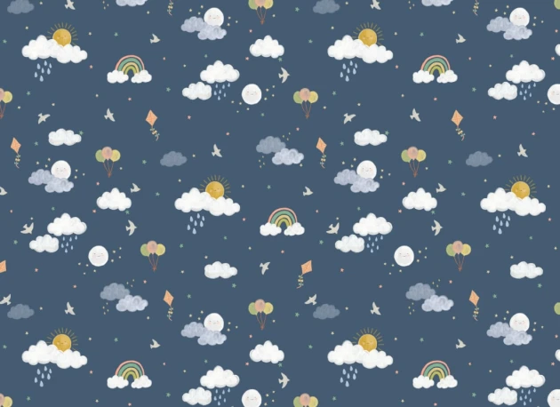 Hovia CH5874DA07R Raindrop Dark Blue - tapeta dziecięca w niebo