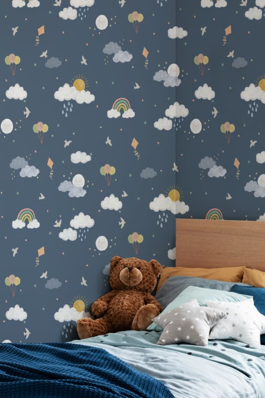 Hovia CH5874DA07R Raindrop Dark Blue - tapeta dziecięca w niebo