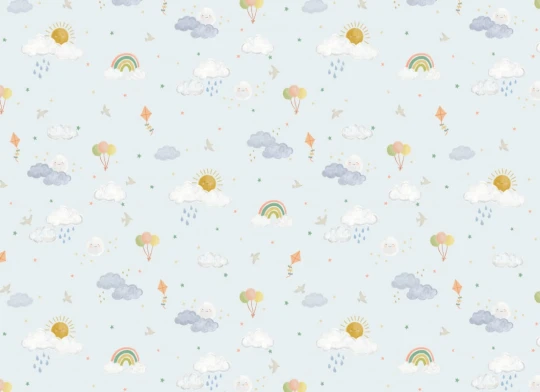 Hovia CH5875BU07R Raindrop Light Blue - tapeta dziecięca w niebo