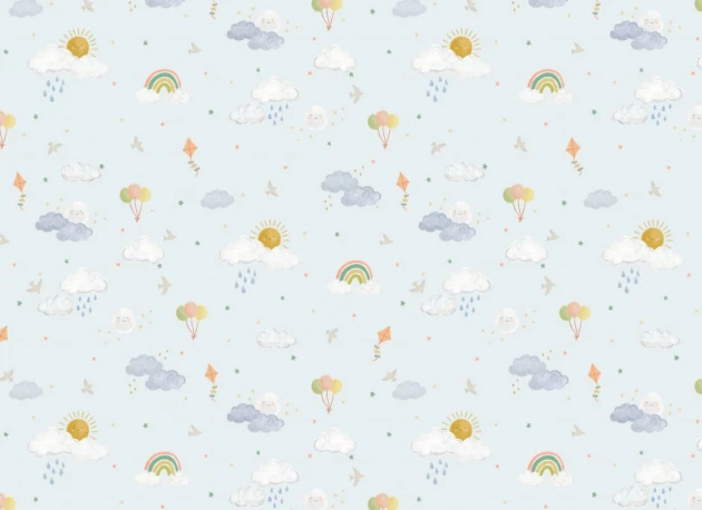 Hovia CH5875BU07R Raindrop Light Blue - tapeta dziecięca w niebo