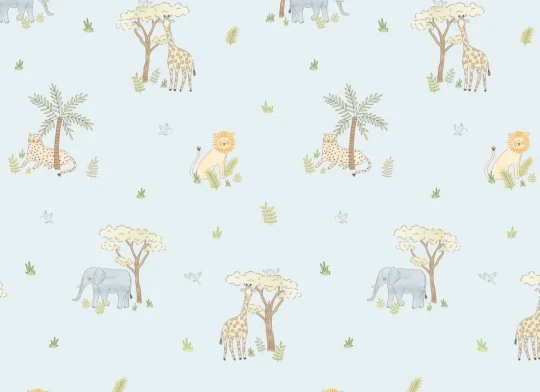 Hovia CH5879BU07R Little Safari Blue - tapeta dziecięca w safari