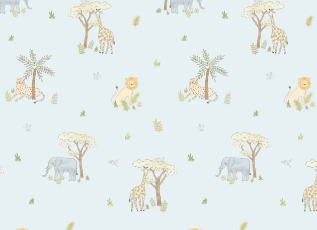Hovia CH5879BU07R Little Safari Blue - tapeta dziecięca w safari