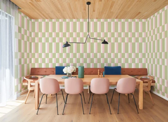 Hovia GE5906GR03R Albers Green & Pink - tapeta geometryczna