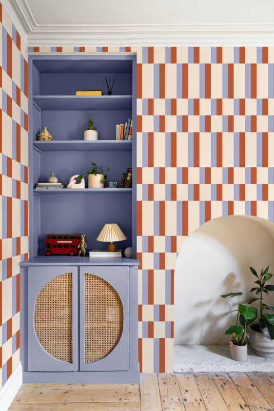 Hovia GE5907OR03R Albers Blue & Orange - tapeta geometryczna