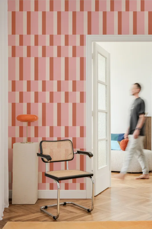 Hovia GE5909PI03R Albers Pink & Orange - tapeta geometryczna