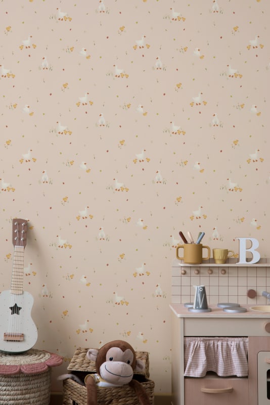 Hovia AN5876PI07R Duckling Pink - tapeta dziecięca w kaczuszki