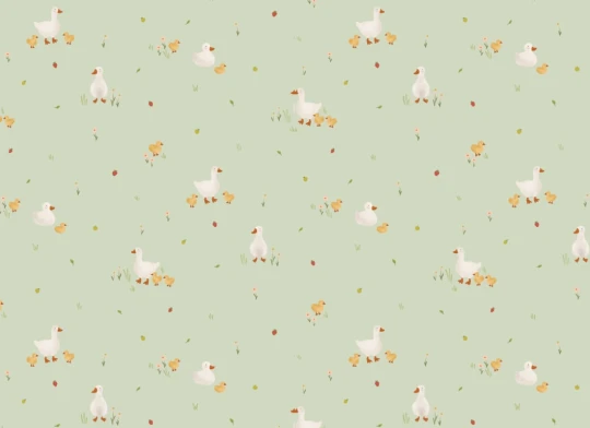 Hovia AN5877GR07R Duckling Green - tapeta dziecięca w kaczuszki