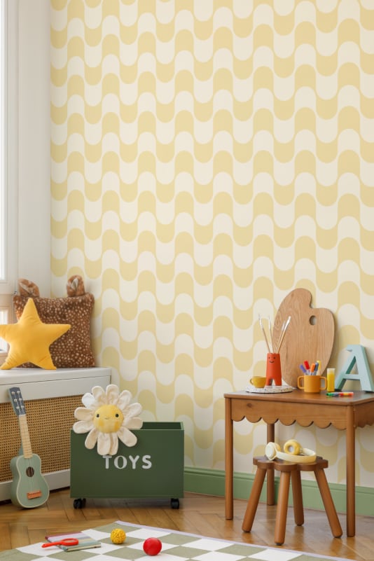 Hovia GE5898YE03R Jive Yellow - tapeta w fale retro