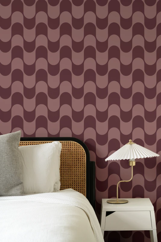 Hovia GE5900RE03R Jive Burgundy - tapeta w fale retro