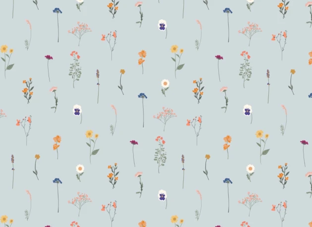 Hovia FL5852BU03R Florist Blue - tapeta botaniczna w kwiaty