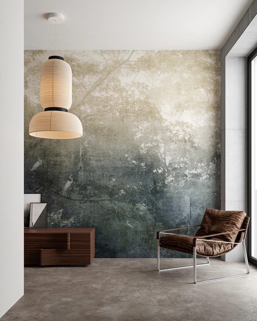 Inkiostro Bianco INKAFFI2601 Materiaprima Forestfall Blue - mural w leśny krajobraz
