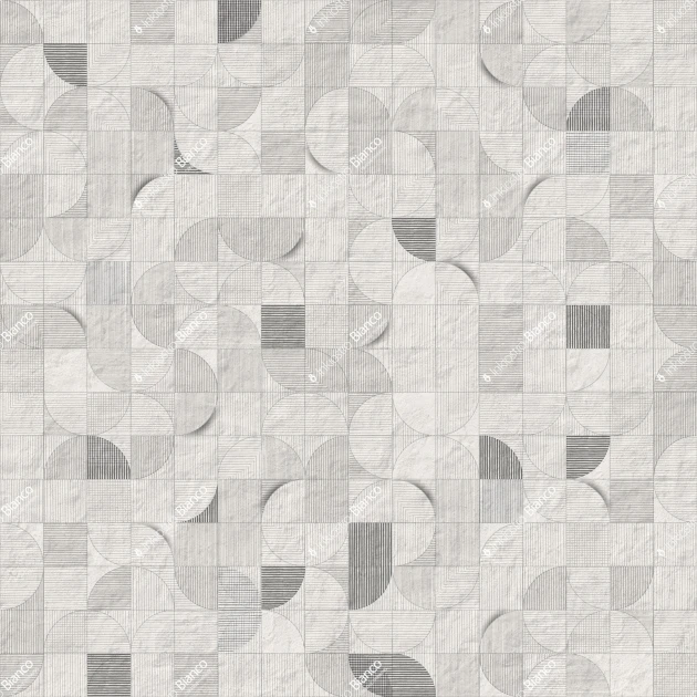 Inkiostro Bianco INKALRP2601 Materiaprima Mosaico Lunare Grigio - mural w geometryczną siatkę