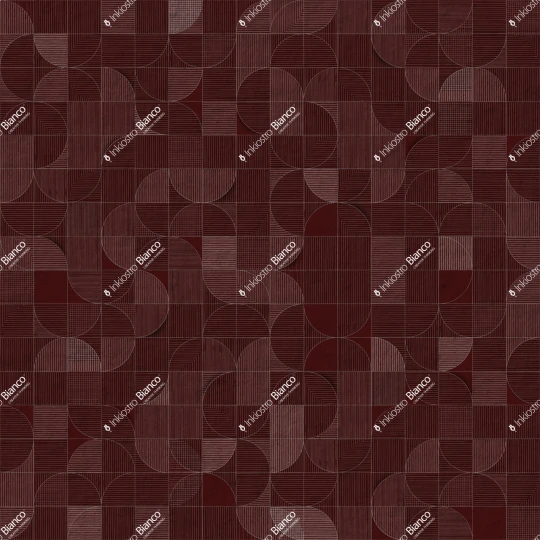 Inkiostro Bianco INKALRP2604 Materiaprima Mosaico Lunare Bordeaux - mural w geometryczną siatkę