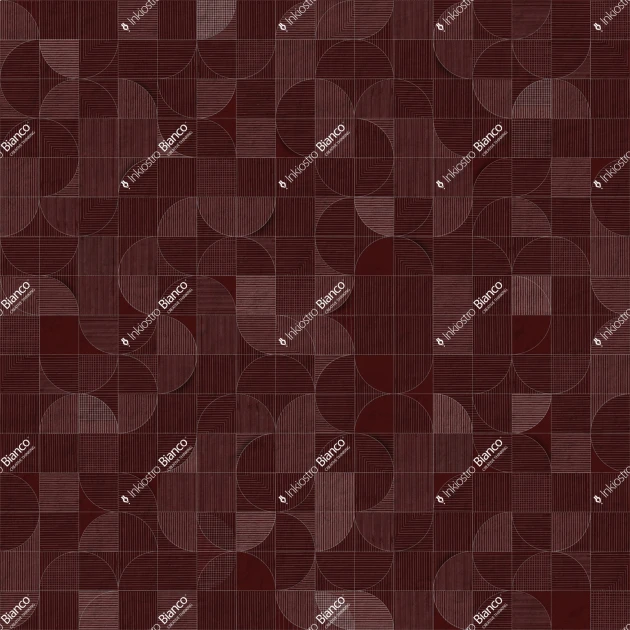 Inkiostro Bianco INKALRP2604 Materiaprima Mosaico Lunare Bordeaux - mural w geometryczną siatkę