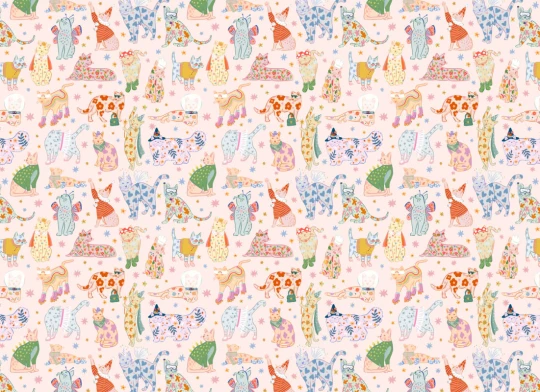 Hovia AN5873PI07W Meow Pink - mural dziecięcy w koty
