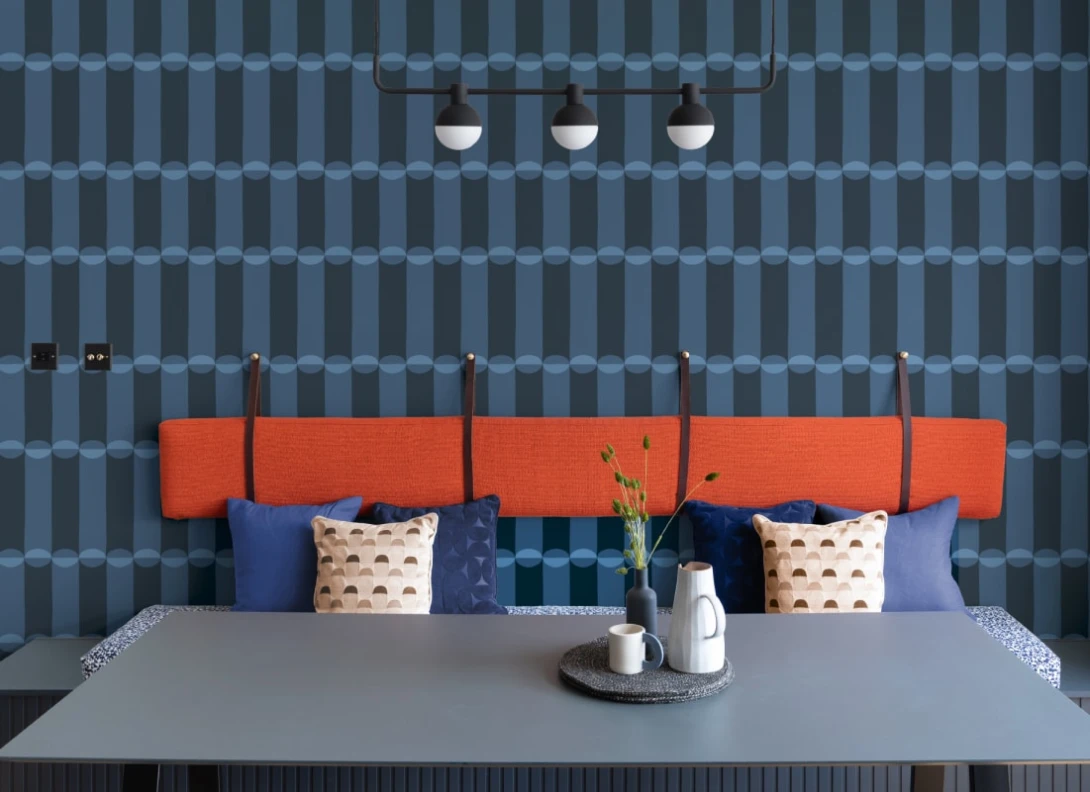 Hovia GE51140BU04W Tubular Blue - mural geometryczny retro