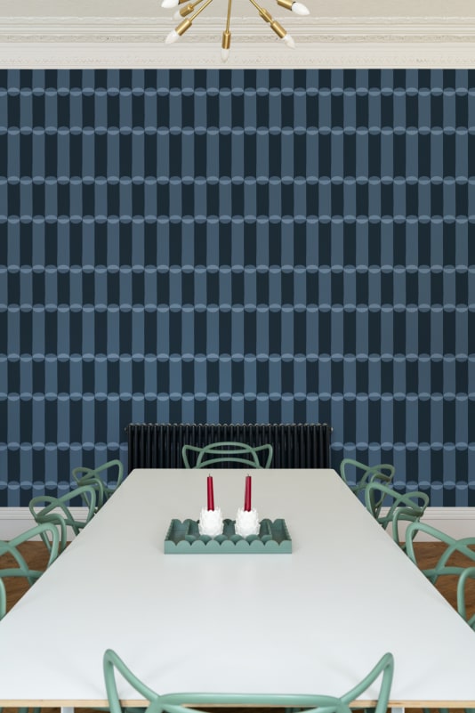 Hovia GE51140BU04W Tubular Blue - mural geometryczny retro