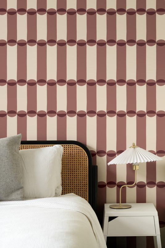 Hovia GE51142RE04W Tubular Burgundy - mural geometryczny retro