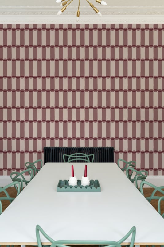 Hovia GE51142RE04W Tubular Burgundy - mural geometryczny retro