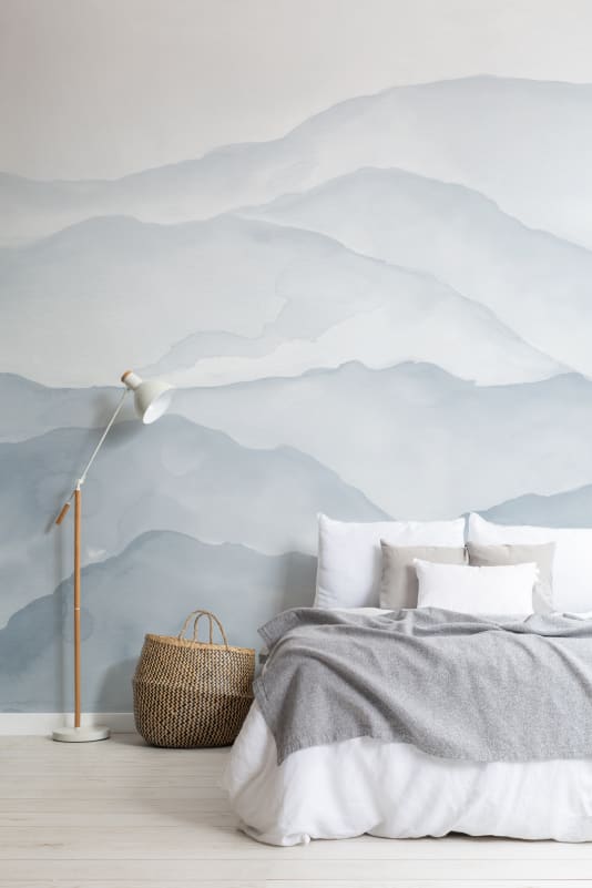Hovia LA0647BU04W Cevenne Light Blue - mural w akwarelowe góry