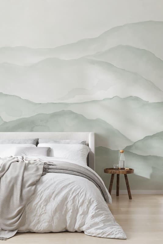 Hovia LA0648GR04W Cevenne Light Green - mural w akwarelowe góry