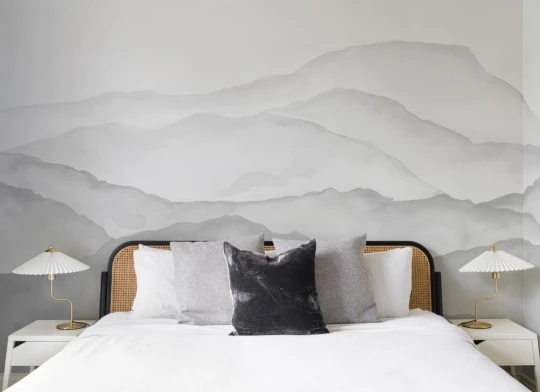 Hovia LA0649GE04W Cevenne Light Grey - mural w akwarelowe góry