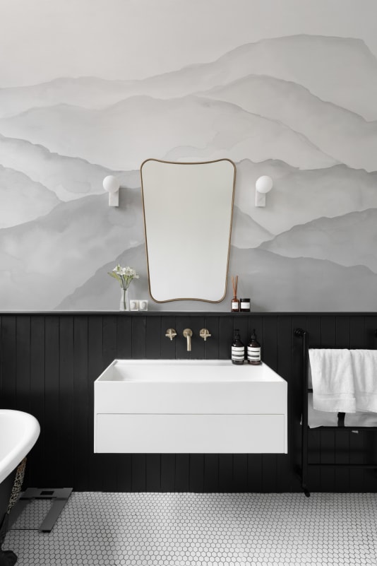 Hovia LA0649GE04W Cevenne Light Grey - mural w akwarelowe góry